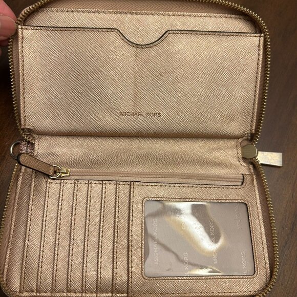 Michael Kors Rose Gold/Brown Glitter Wallet/Wristlet - Picture 8 of 16
